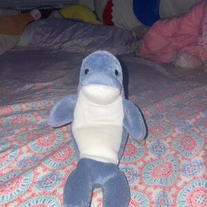 Ty Blue and White Stuffed Dolphin
